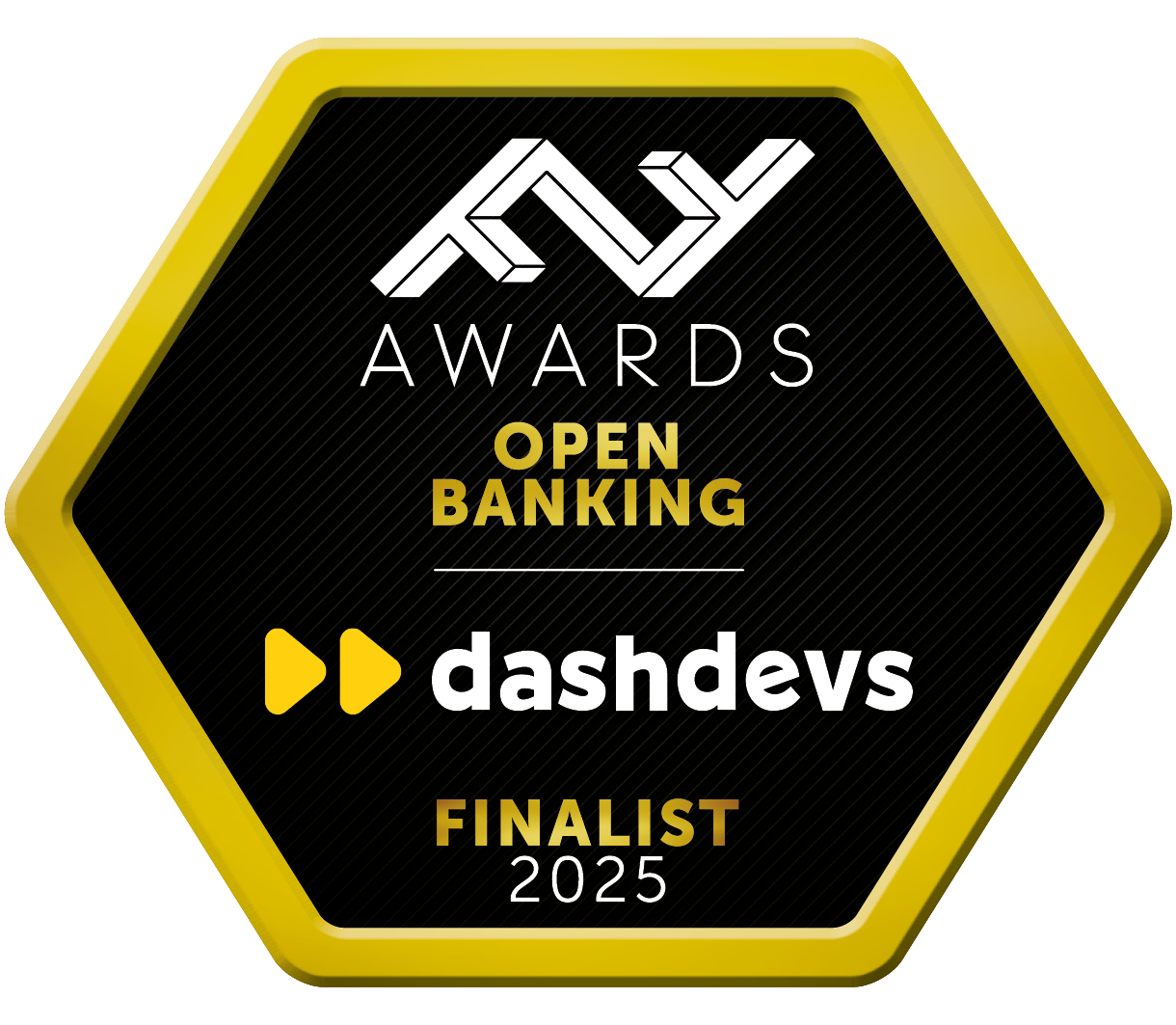 FF Awards 2025 Open Banking Finalist awarded to DashDevs for innovating open banking technology that enhances financial data access and usability.